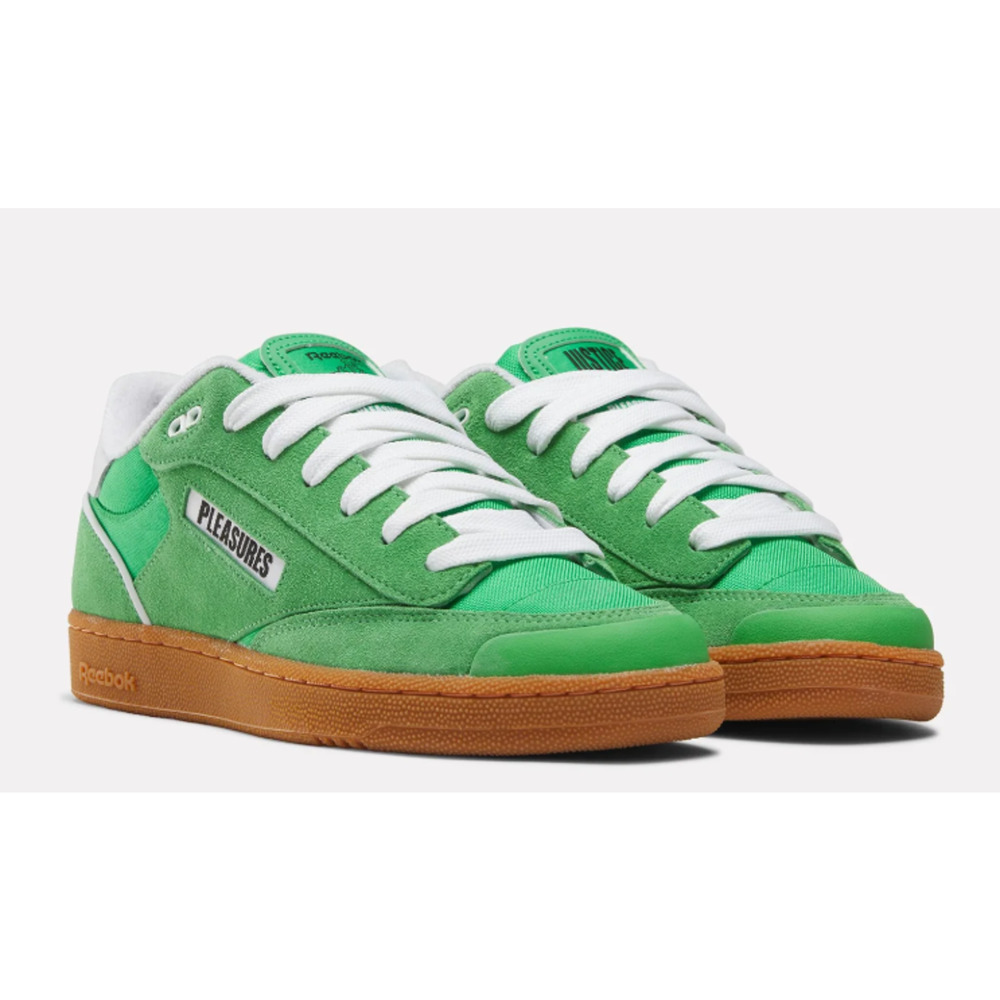 Reebok x Pleasures Club C Bulc Sneakers Mens 12 Green White Suede Casual NIB - Picture 1 of 11